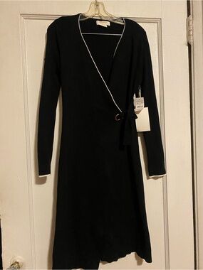 Sleeper Women's Black Wrap Dress with Contrast Trim